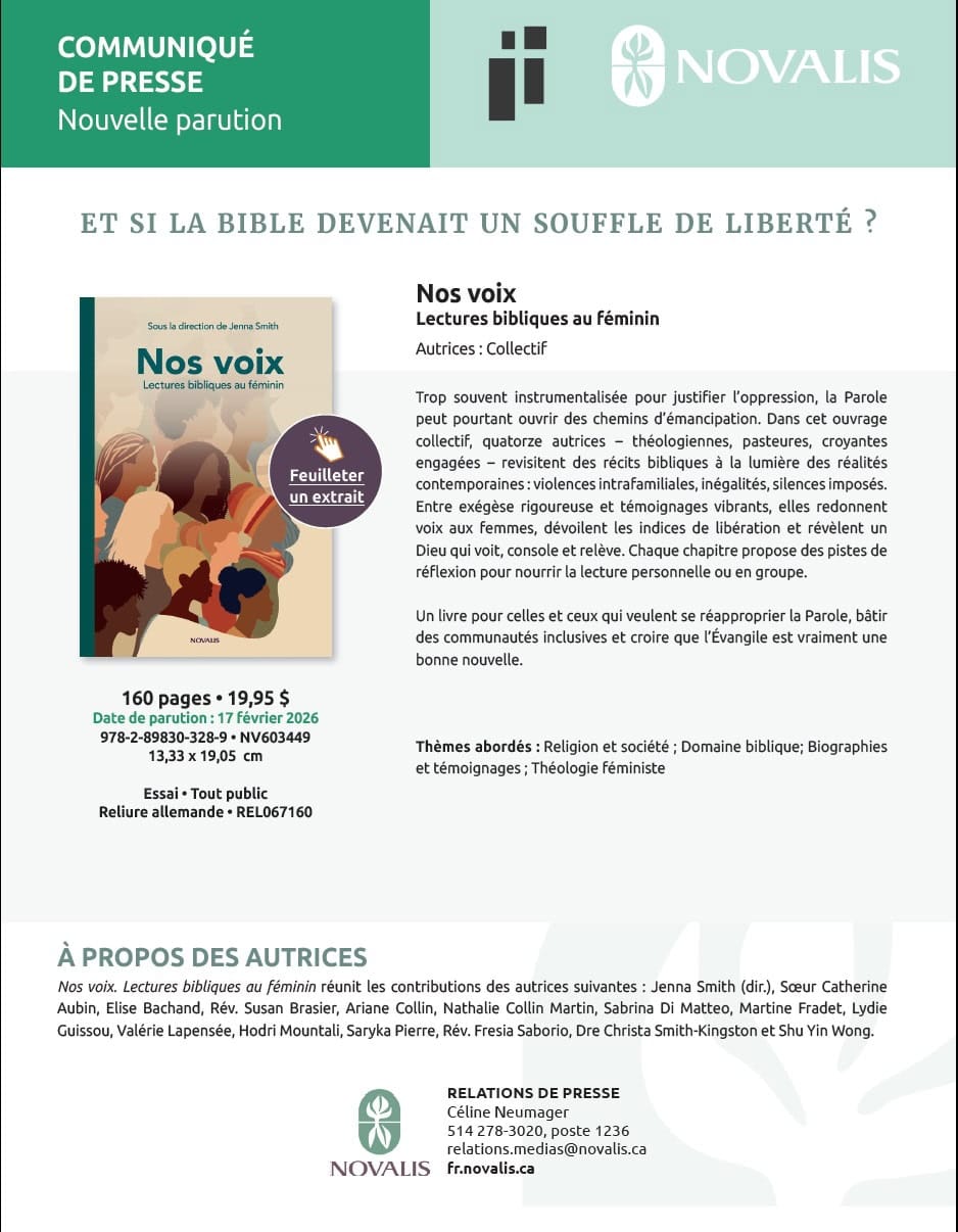 Nouveau livre : « Nos voix : Lectures bibliques au féminin »